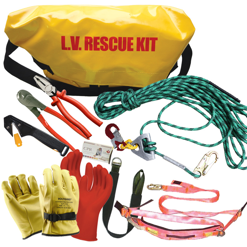 Rescue kit, pole top, 16m CDD, anchor strap, rescue belt, LV
