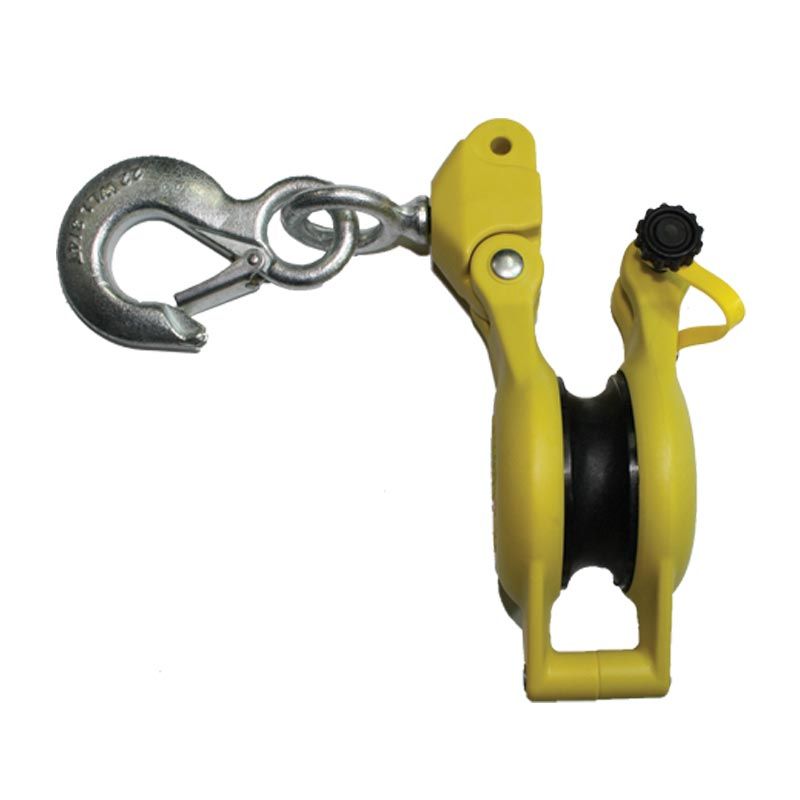 Block, hand line, nylon, 450kg SWL, 16mm rope, swivel safety hook, side