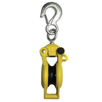 Block, hand line, nylon, 450kg SWL, 16mm rope, swivel safety hook, side ...