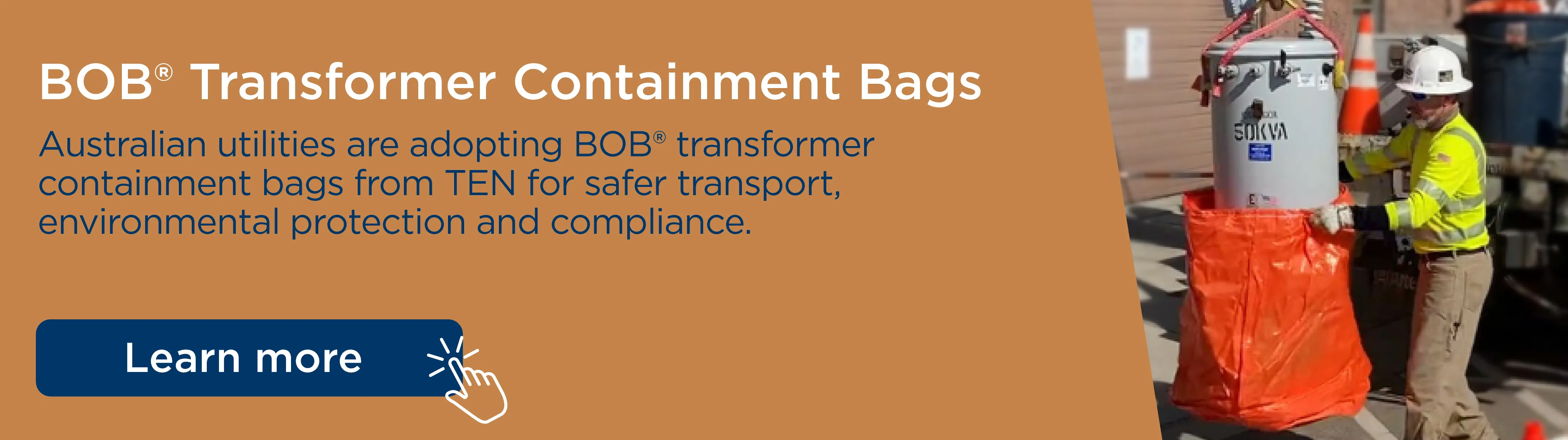 BOB Transformer containment bag being installed on utility transformer for safe transport and environmental protection